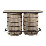 Classic Home 64" Reclaimed Wood Barrel Bar