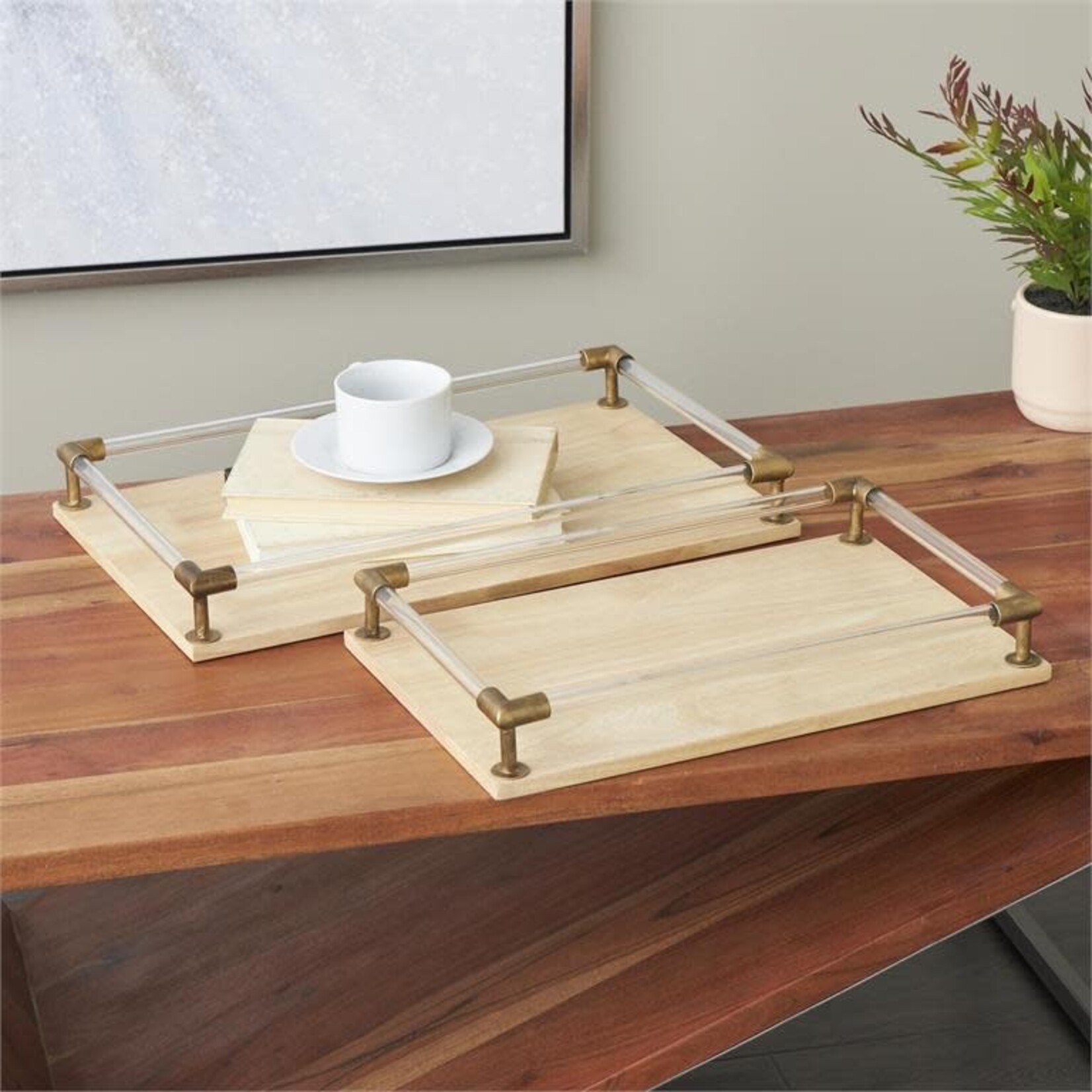 Uma Wood Tray s/2