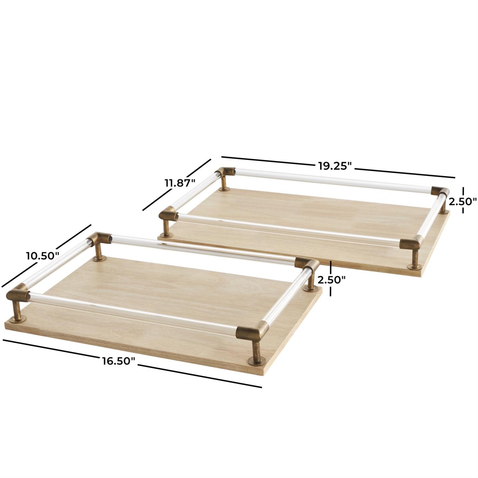 Uma Wood Tray s/2