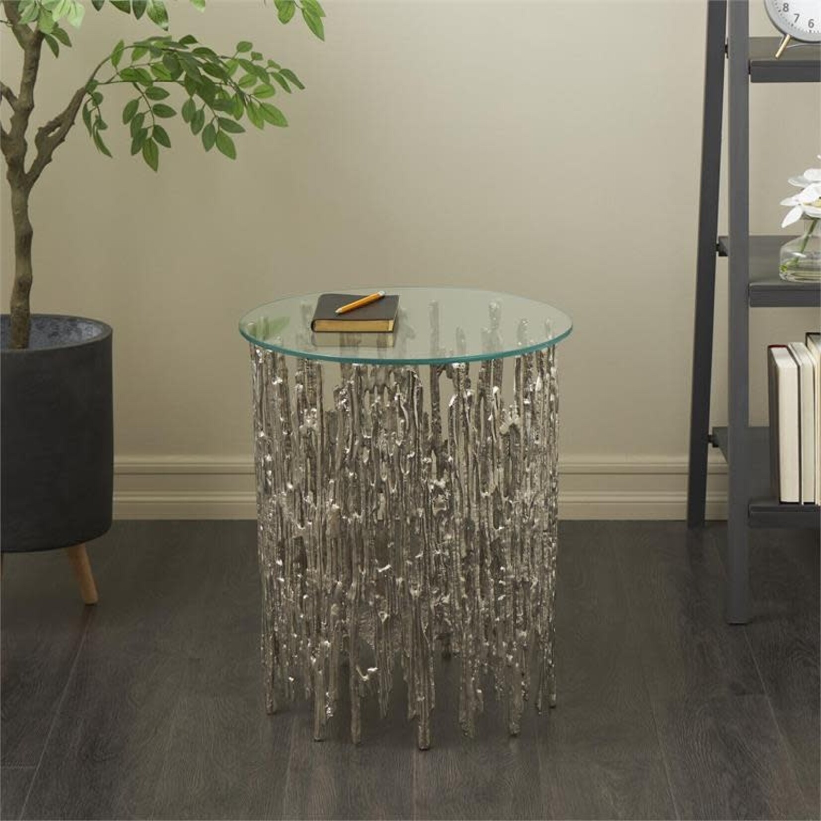 Uma Alum Glass Accent Table 18wx21h 12213 (FW)