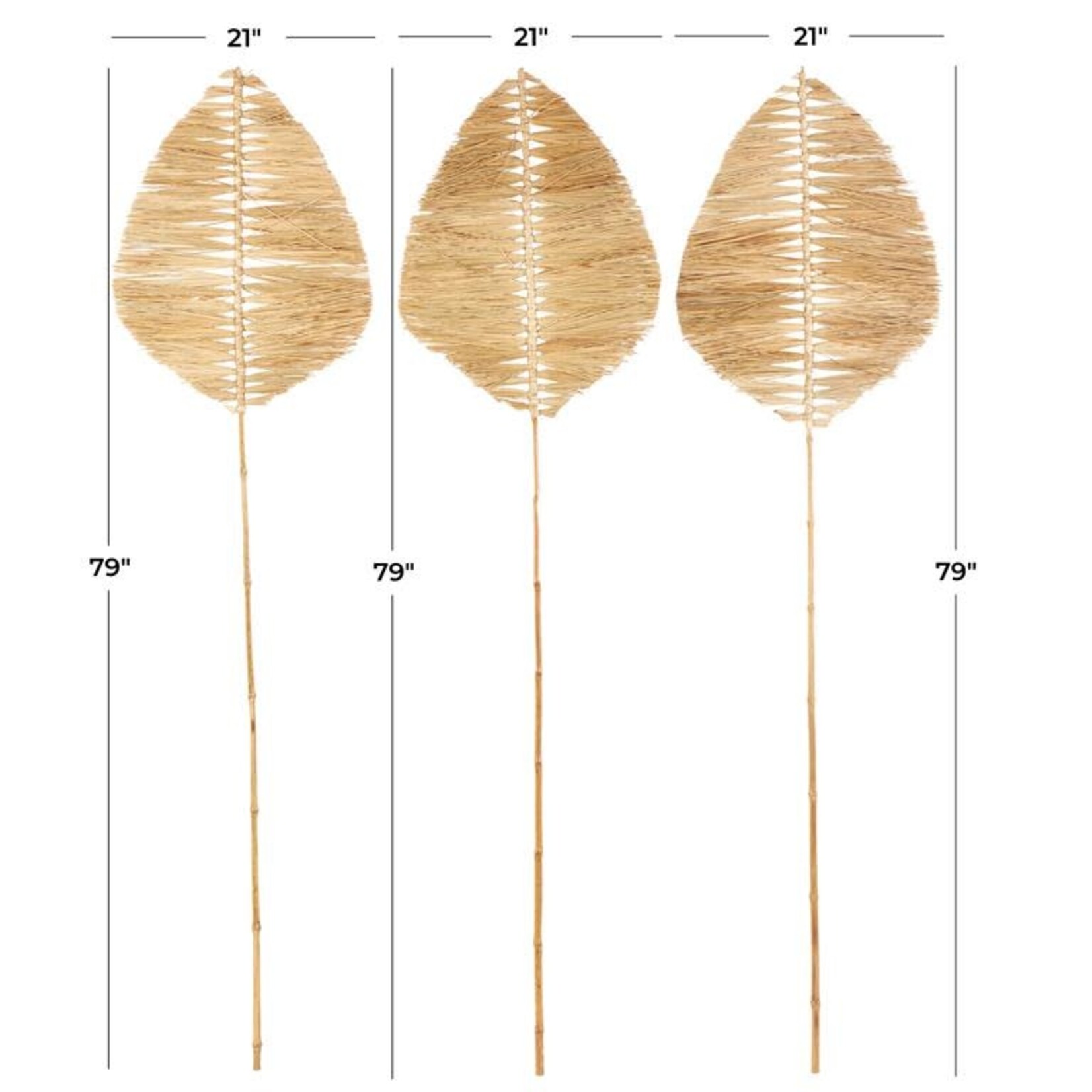 Uma Brown Palm Fan Stick s/3 21wx79h