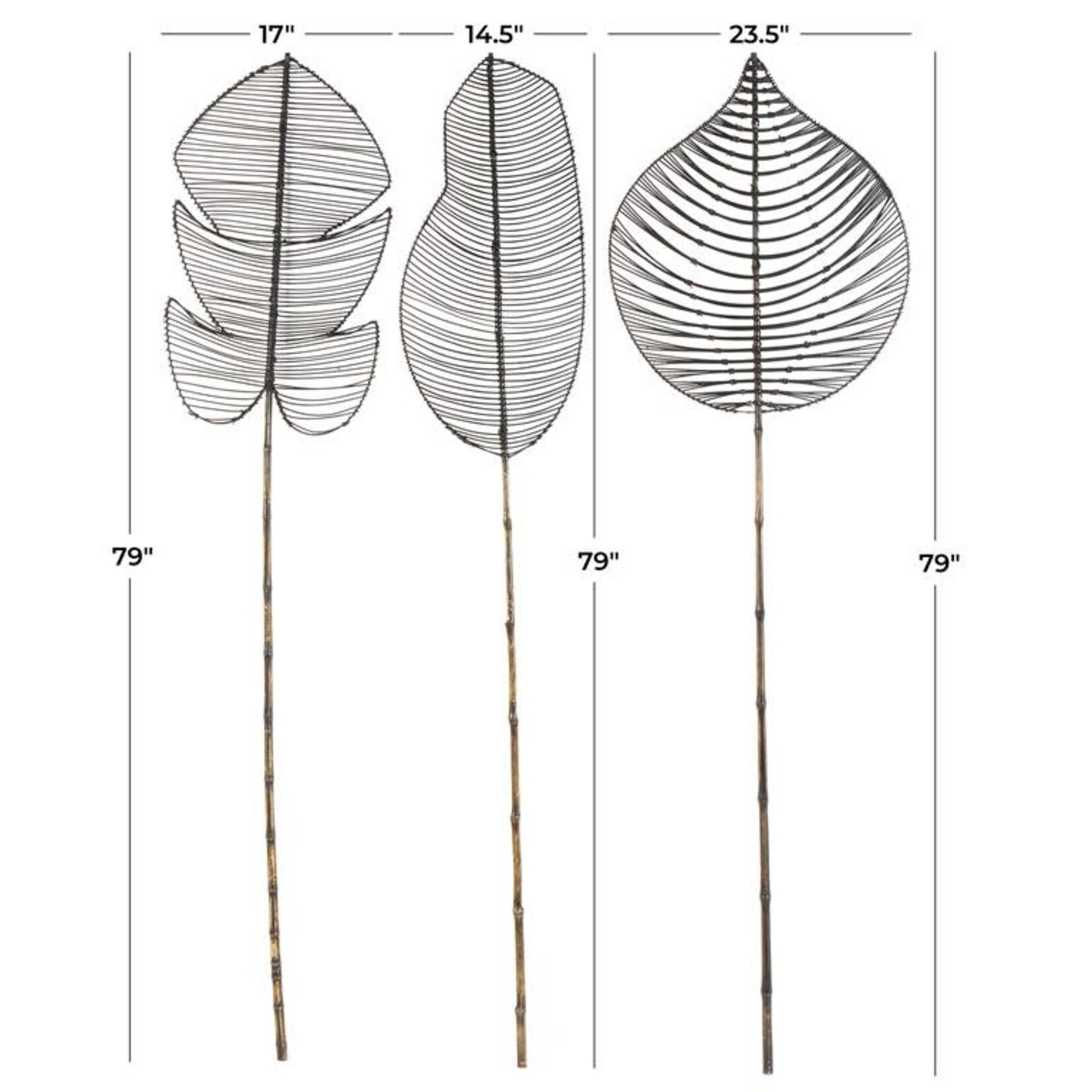 Uma Dried Palm Leaf Stick s/3 23wx79h