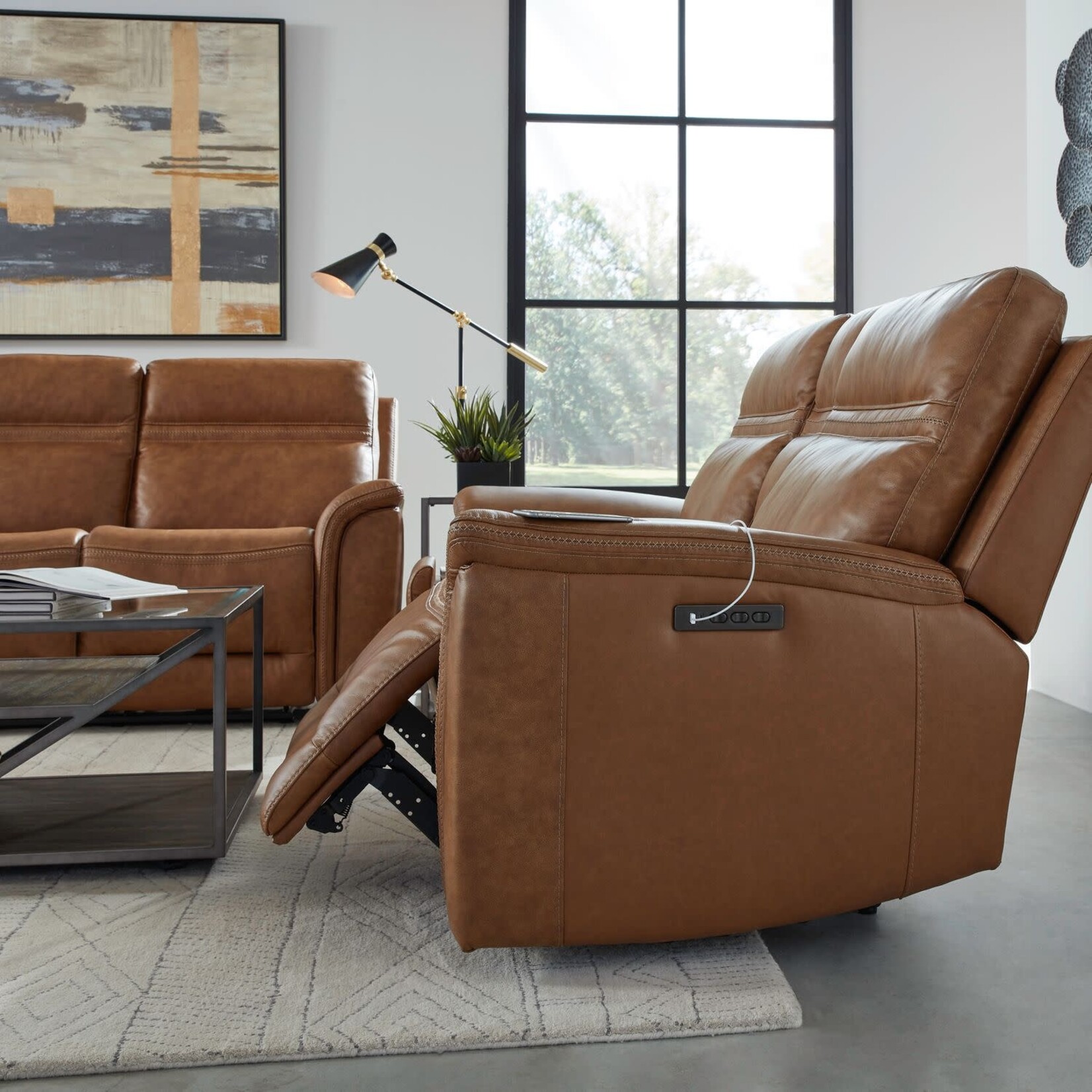 Liberty Furniture Cooper Power Loveseat w/console Camel