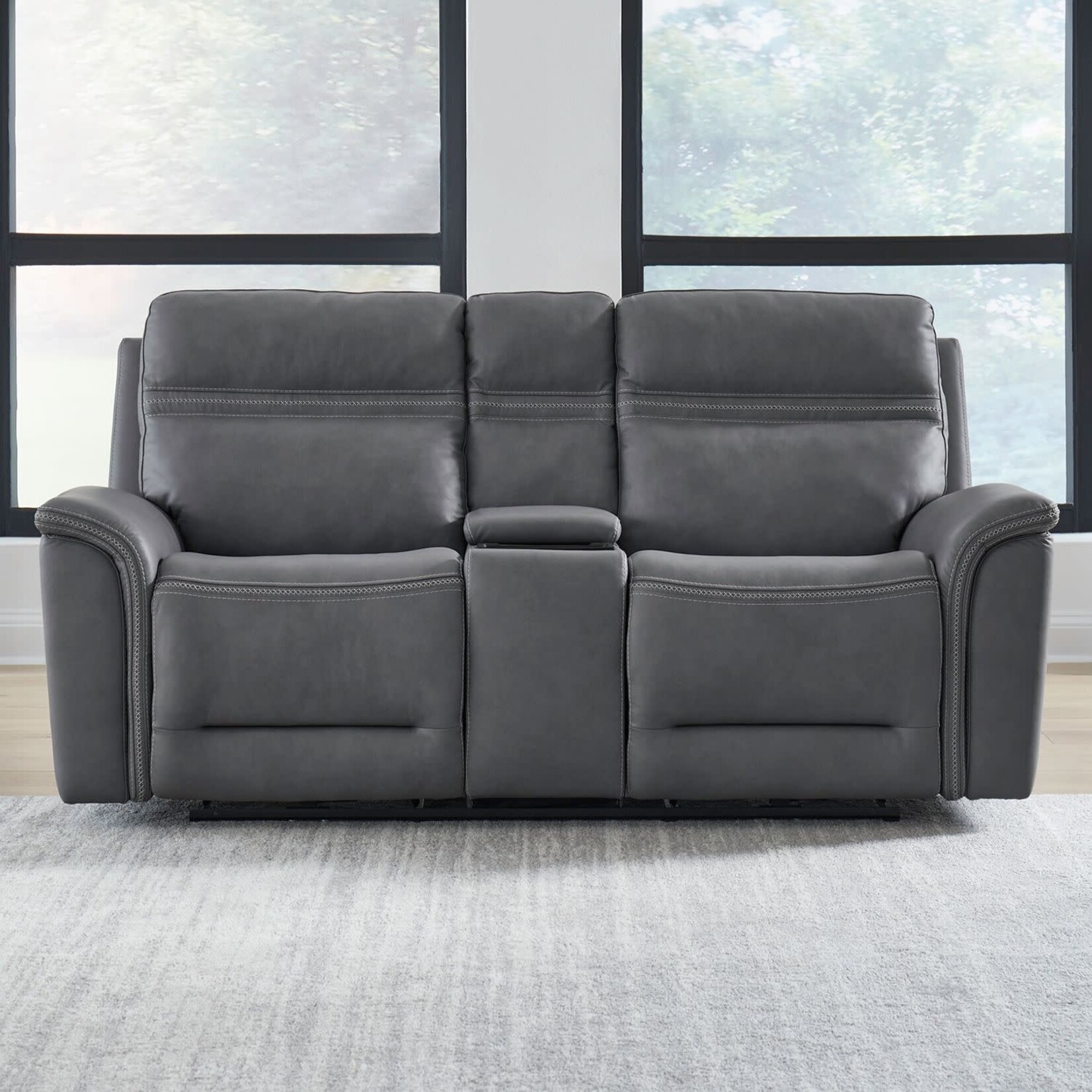 Liberty Furniture Cooper Power Loveseat w/console Blue Gray N2UM