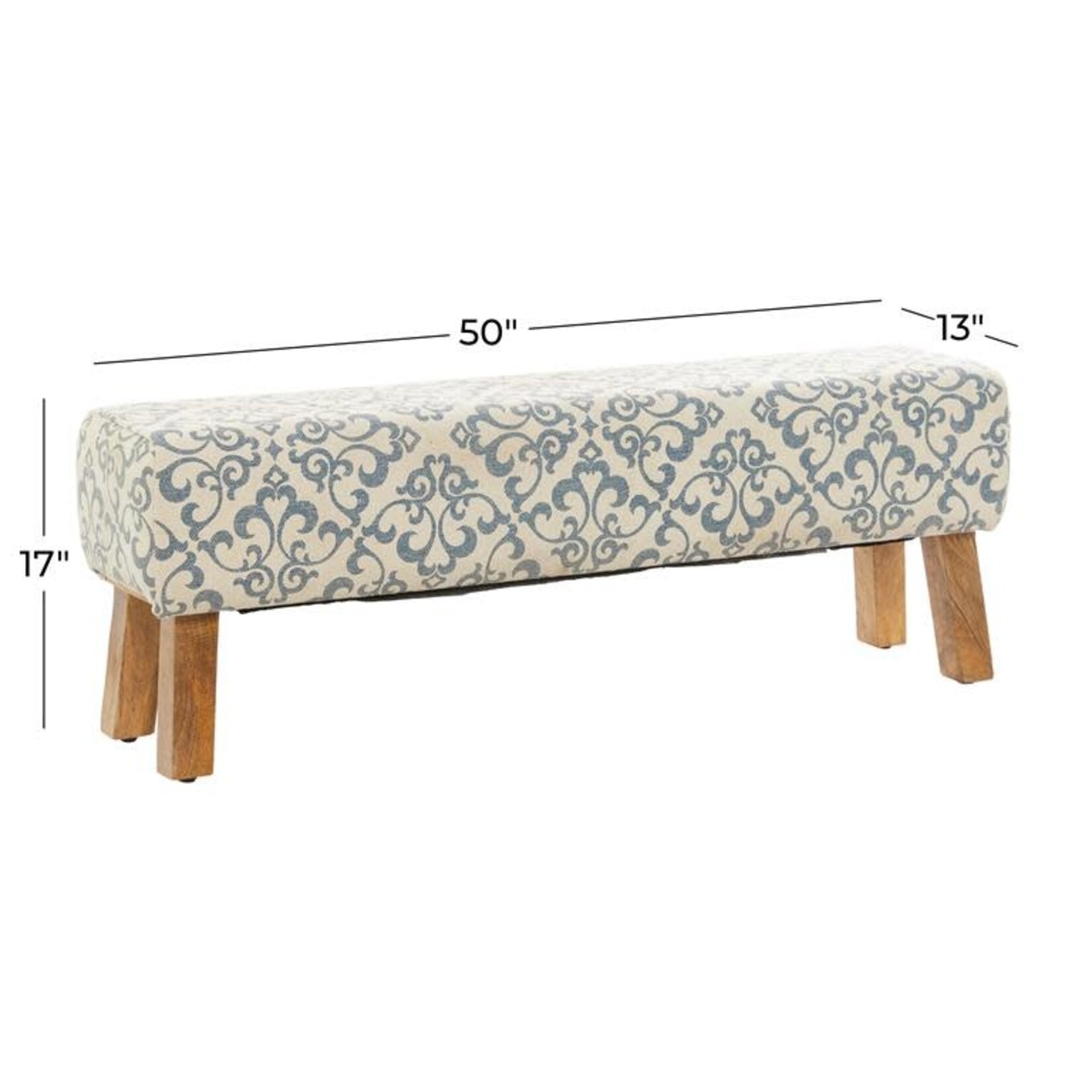 Uma 29244 Wood Fabric Bench 50wx17h