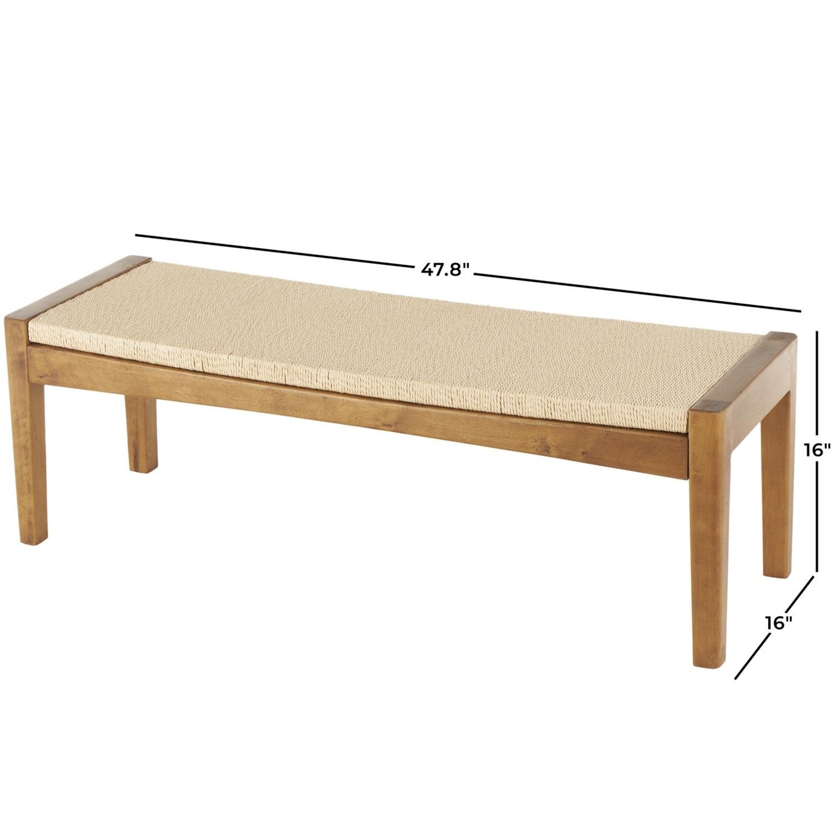 Uma 13525 Wood Rope Bench 48wx16h