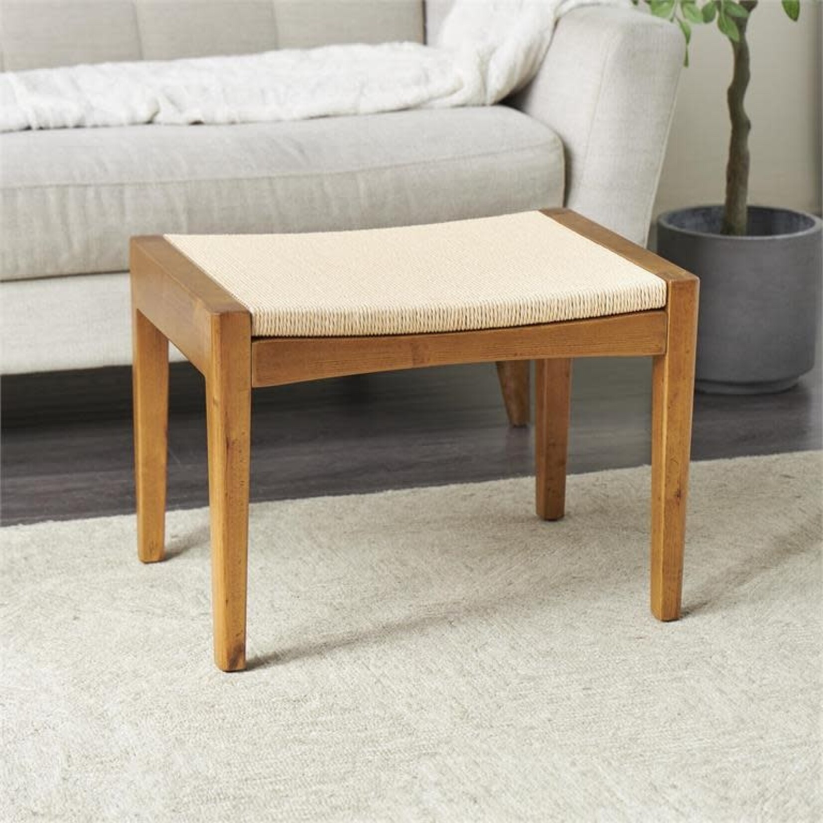 Uma 13521 Wood Rope Stool 22wx16h