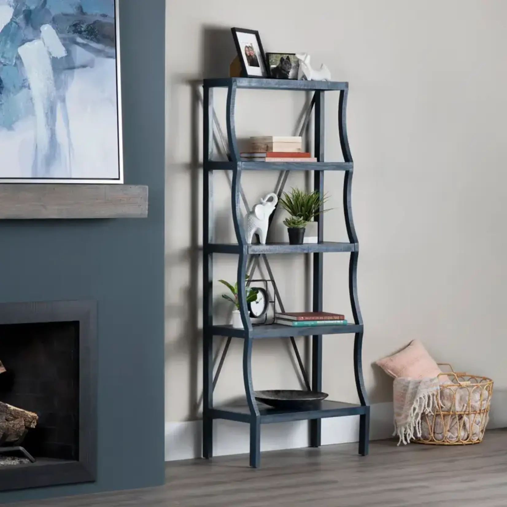 Crestview Indigo Blue Stairstep Etagere