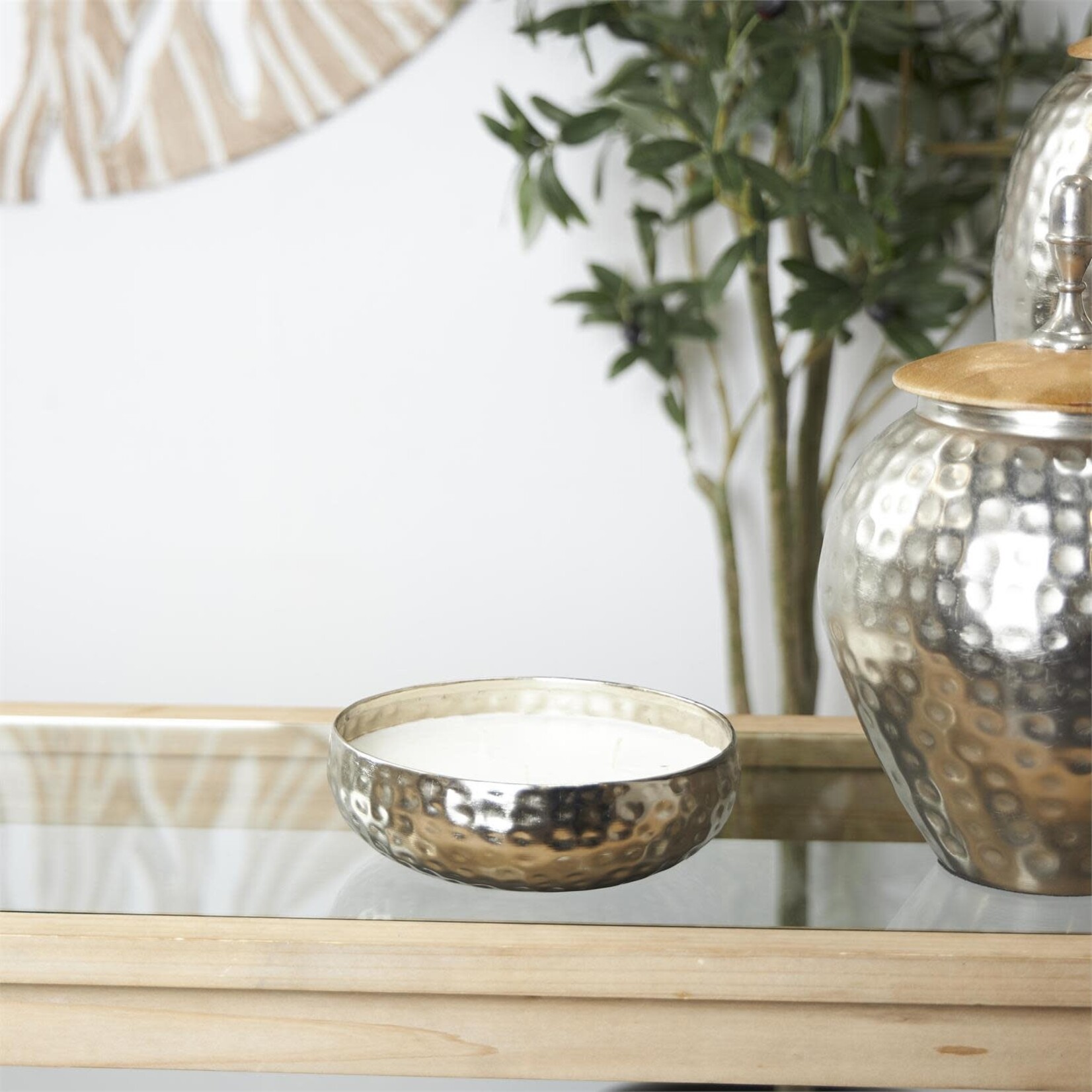 Uma Candle Bowl Silver 7wx2h