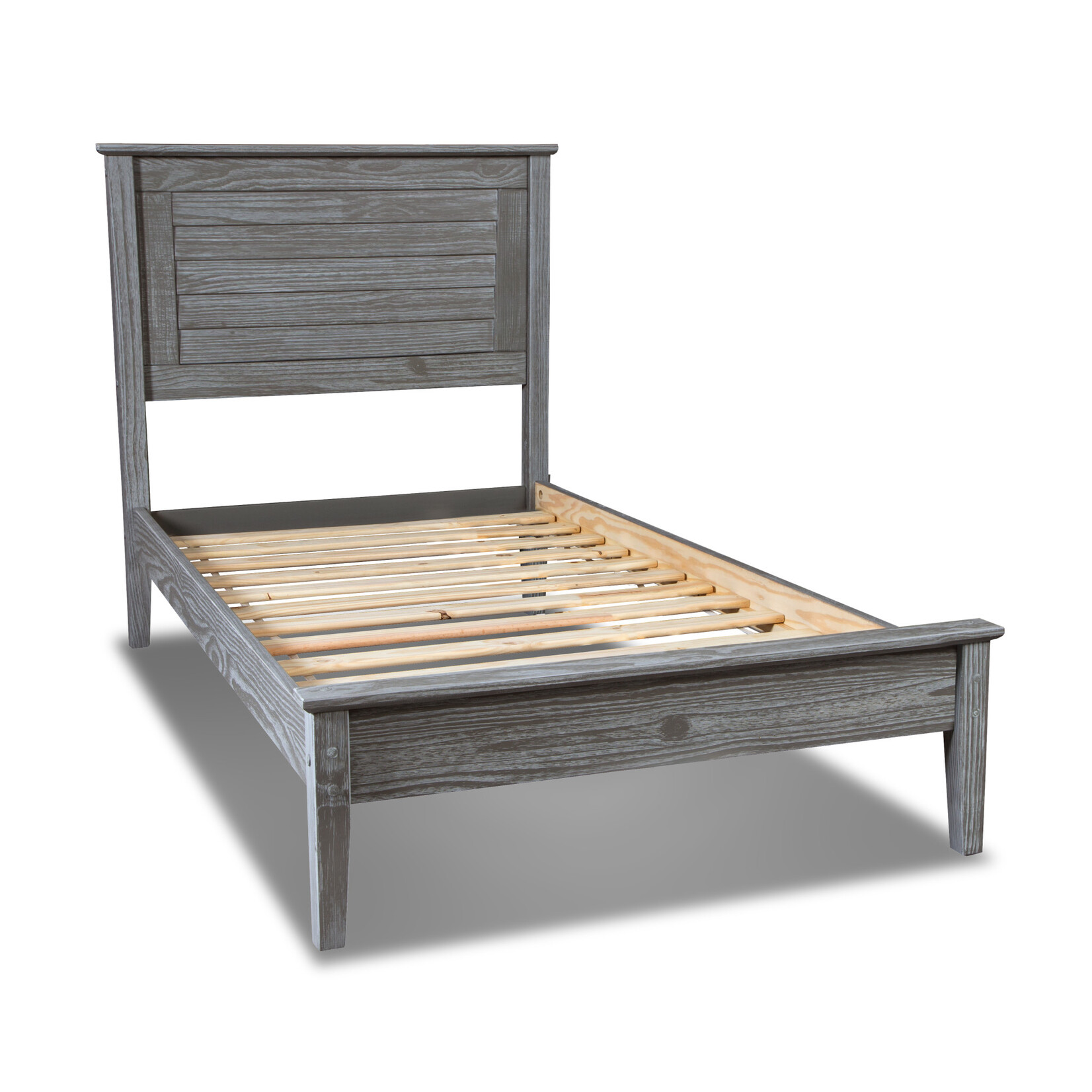 Greenport Twin Louvered Bed Brushed Grey
