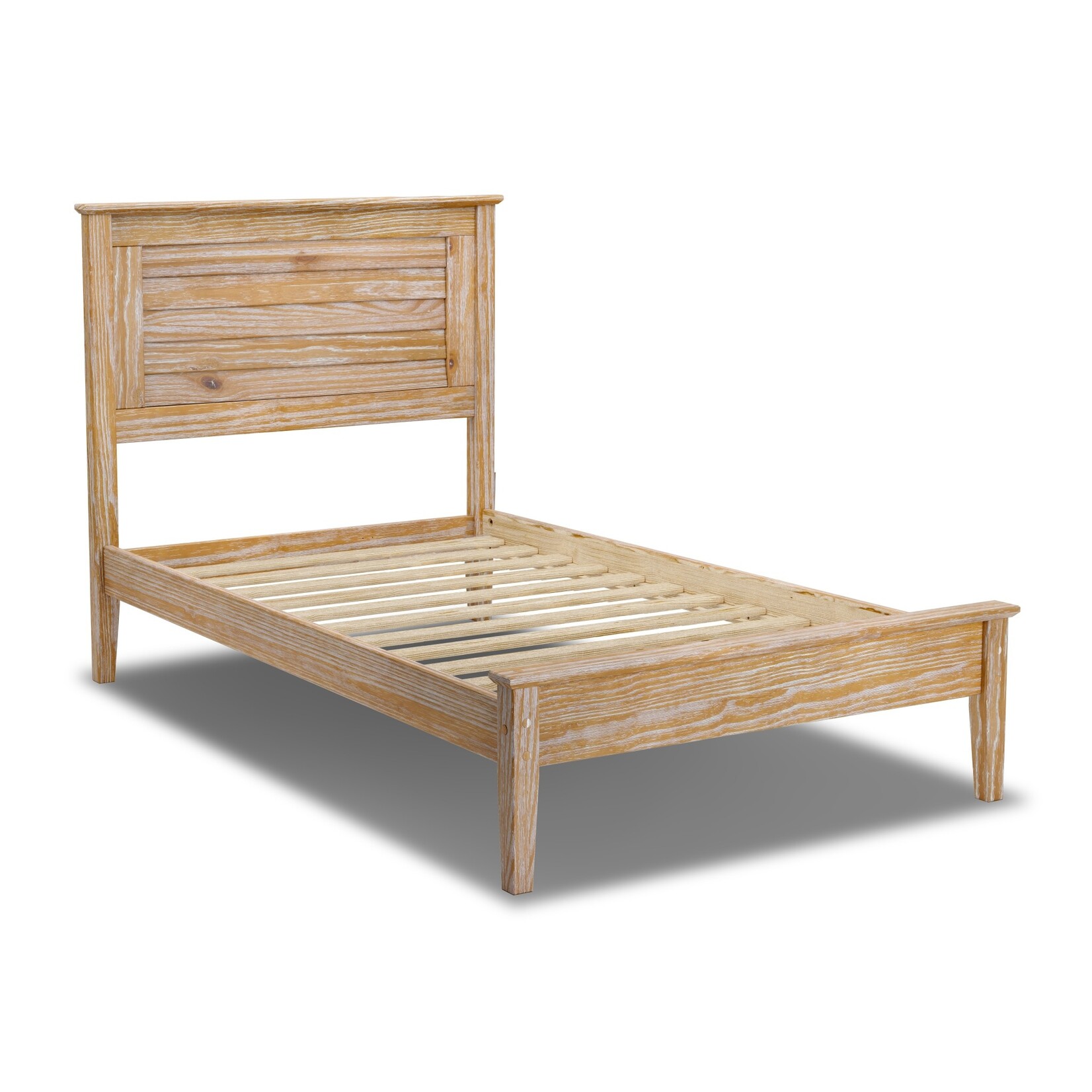 Greenport Twin Louvered Bed Brushed Driftwood