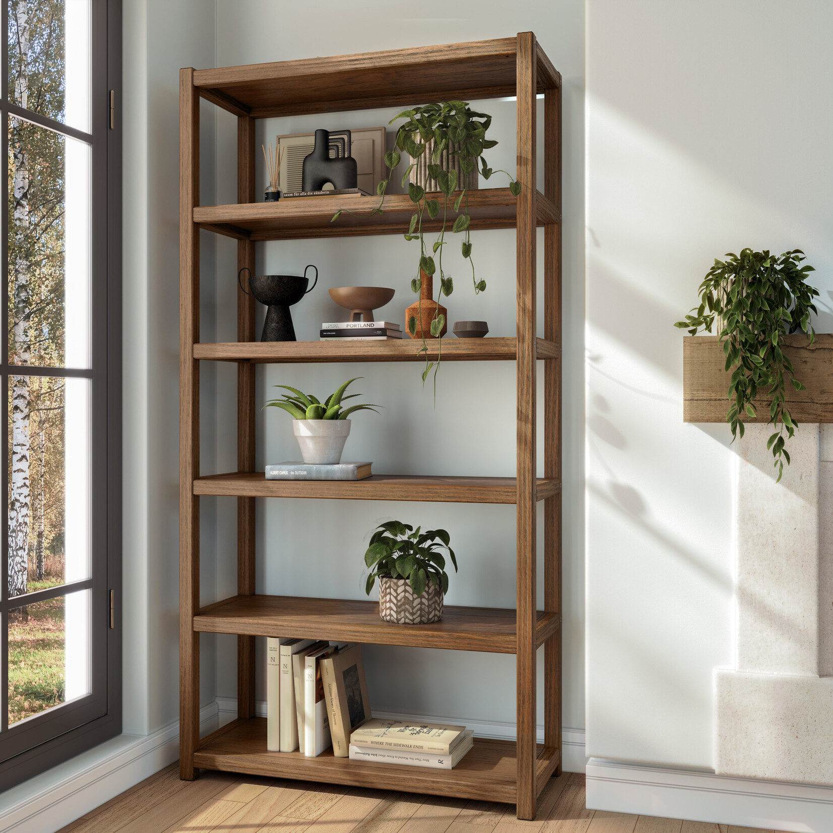 GrainWood Greenport 72" Bookcase Brushed Walnut