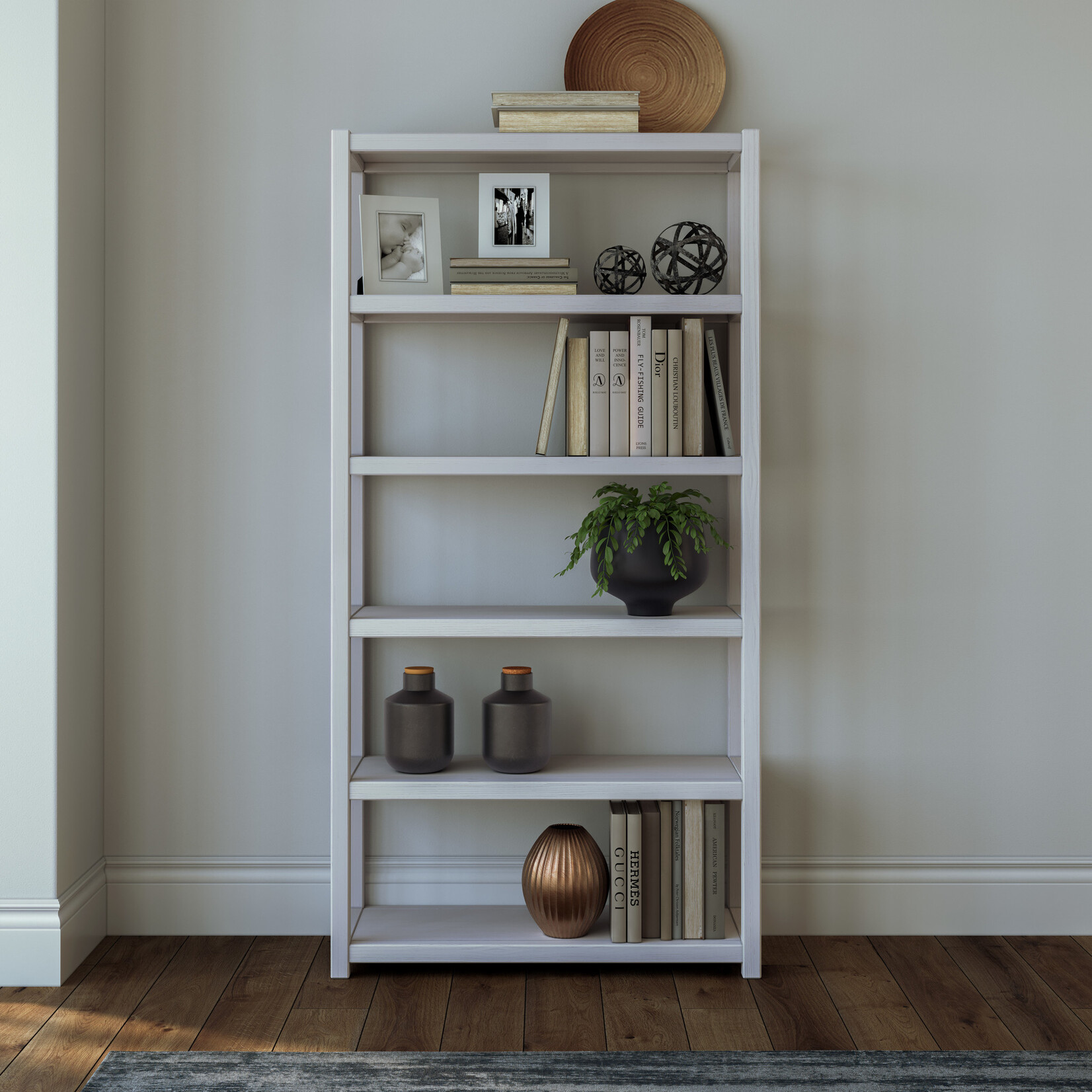 GrainWood Greenport 72" Bookcase Brushed White