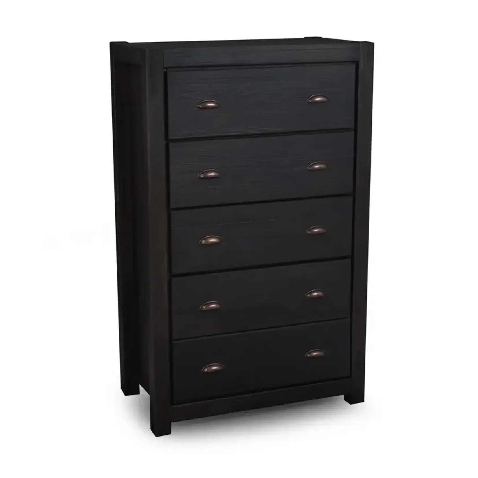 GrainWood Montauk 5 Drawer Chest - Farmhouse Black