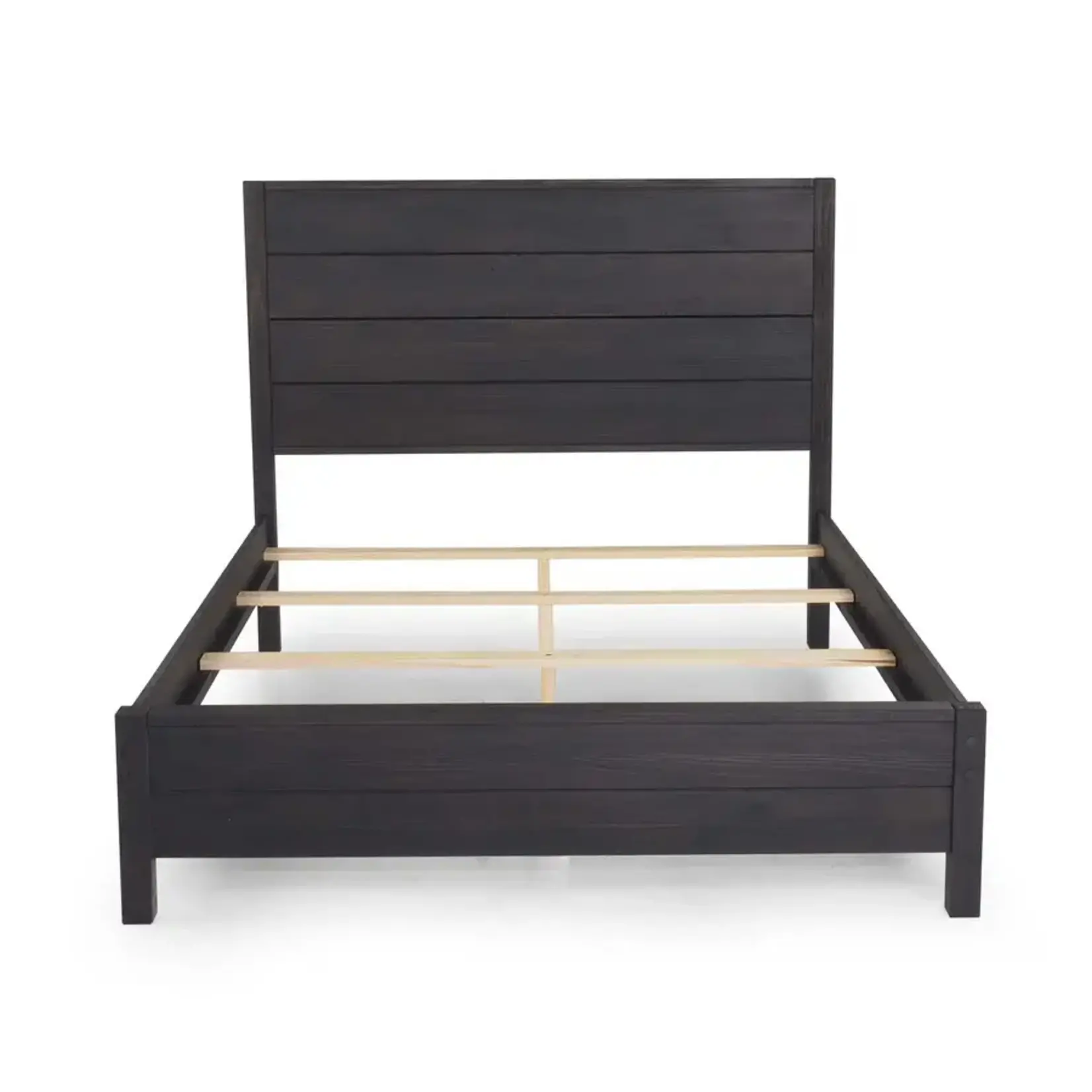 GrainWood Montauk King Size Panel Bed - Solid Wood - Finish Farmhouse Black