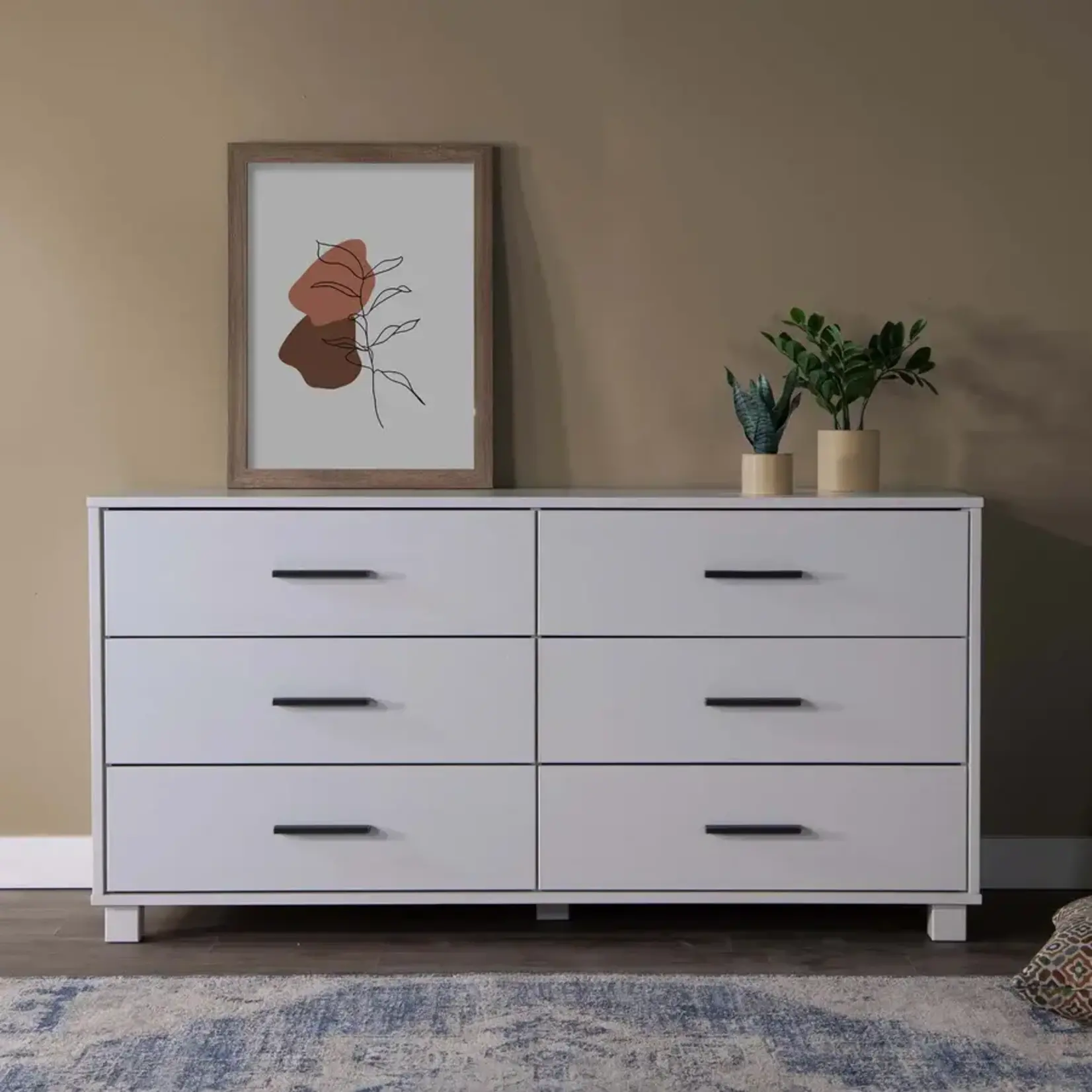 GrainWood LOFT 6 Drawer Dresser - Solid Wood - Finish Brushed White