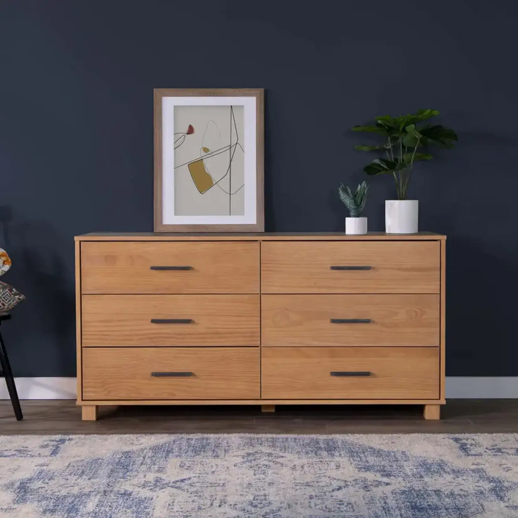 GrainWood LOFT 6 Drawer Dresser - Solid Wood - Finish Acacia
