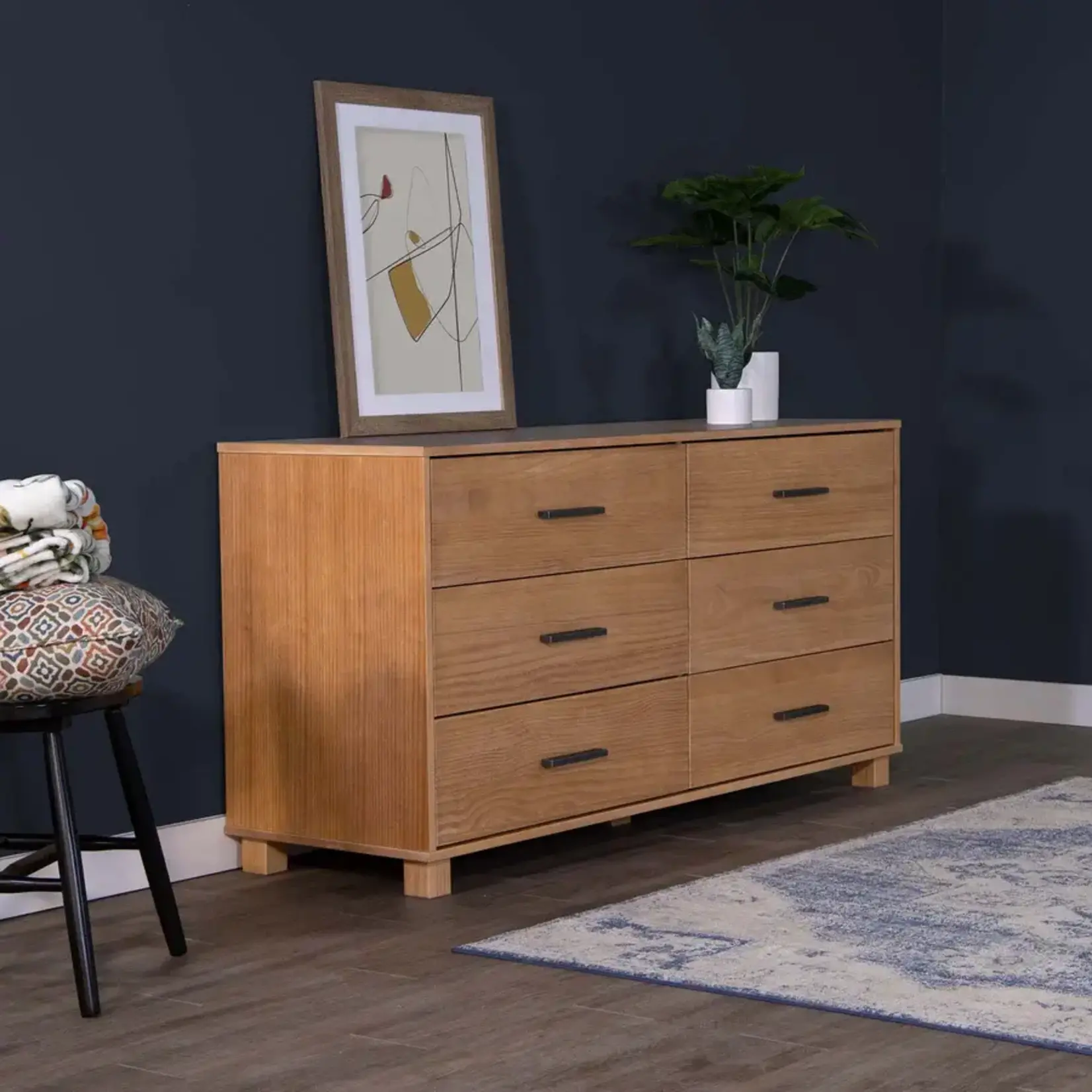 GrainWood LOFT 6 Drawer Dresser - Solid Wood - Finish Acacia