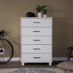 GrainWood LOFT 5 Drawer Chest - Solid Wood - Finish Brushed White