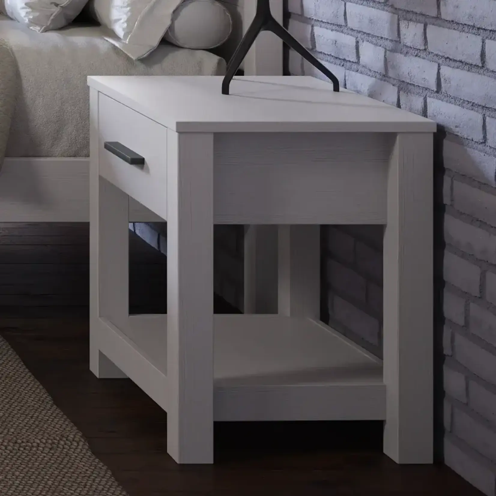 GrainWood Loft Brushed White Night Stand