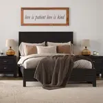 GrainWood Montauk Queen Size Panel Bed - Solid Wood - Finish Farmhouse Black