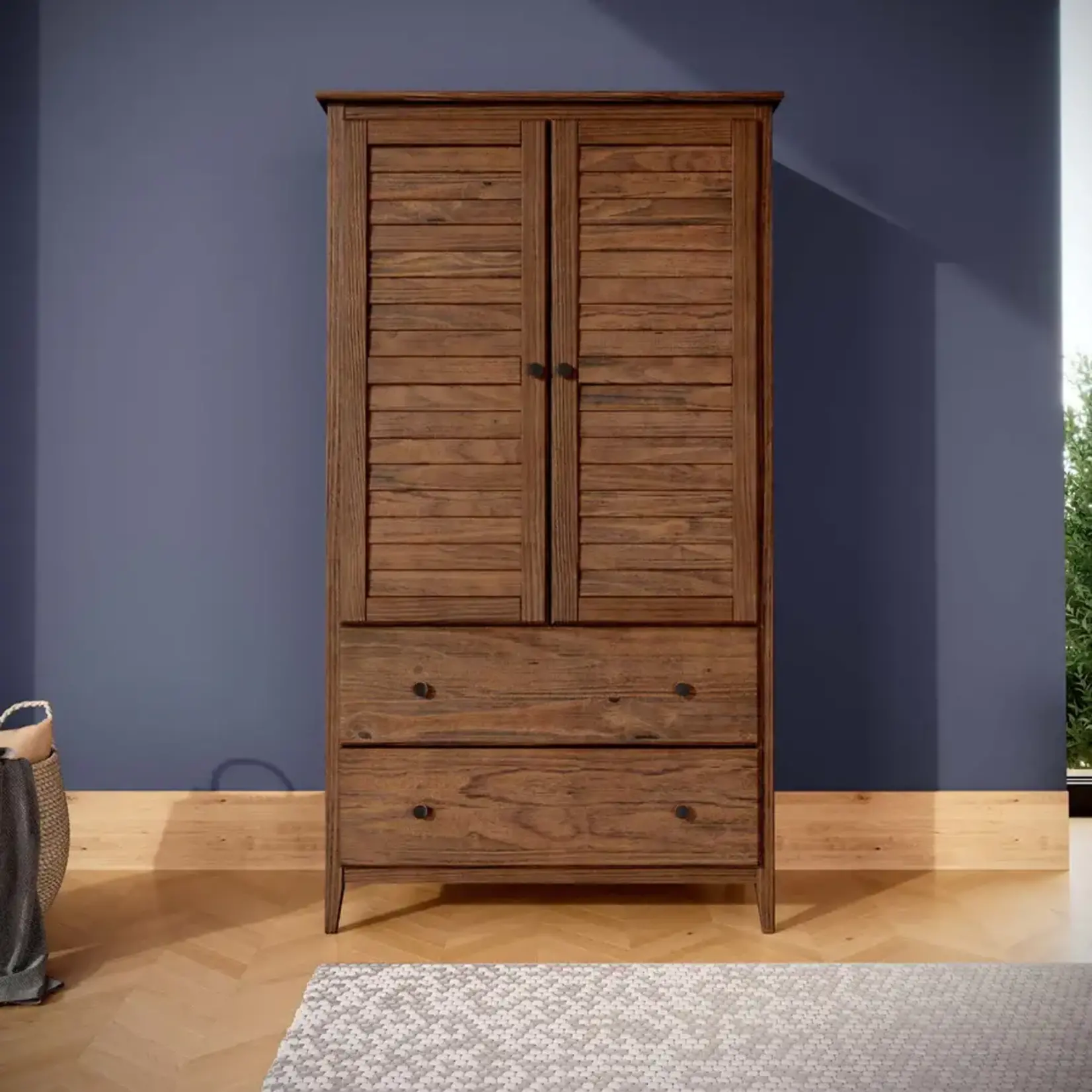GrainWood Greenport 2 door Wardrobe - Solid Wood - Finish brushed Walnut