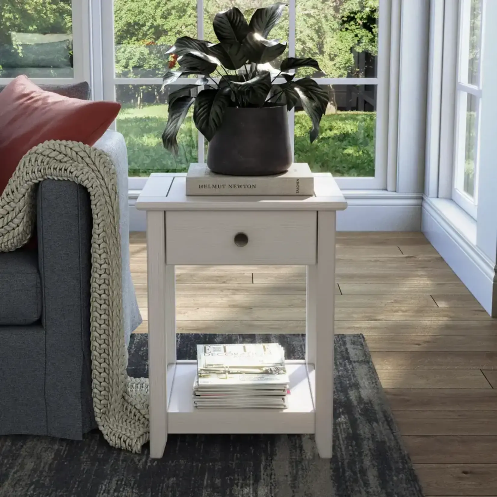 GrainWood Greenport End Table Brushed White