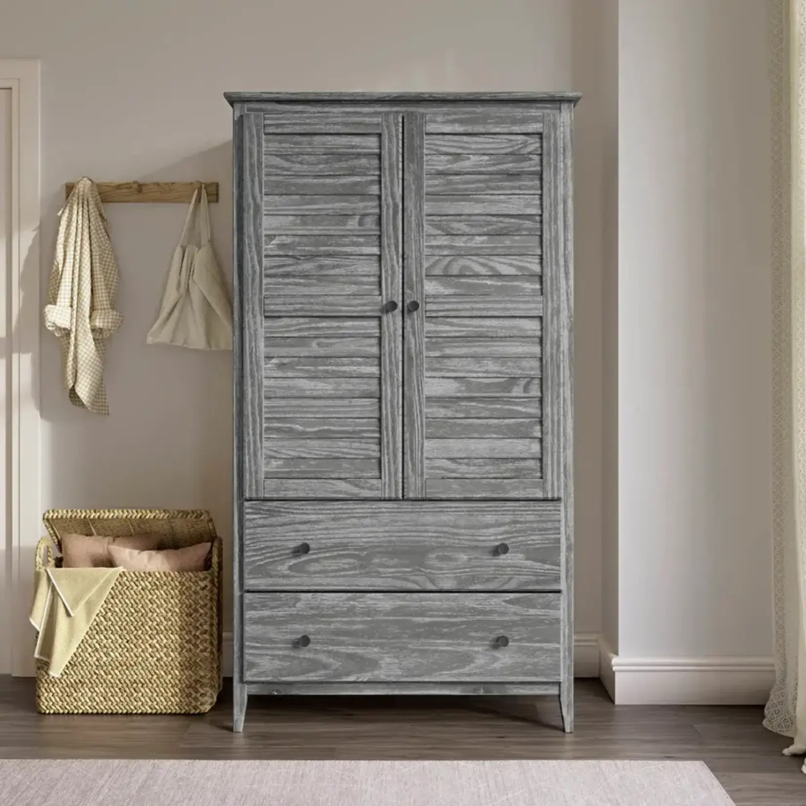 GrainWood Greenport 2 Door Wardrobe Brushed Grey (FW/N5LL)