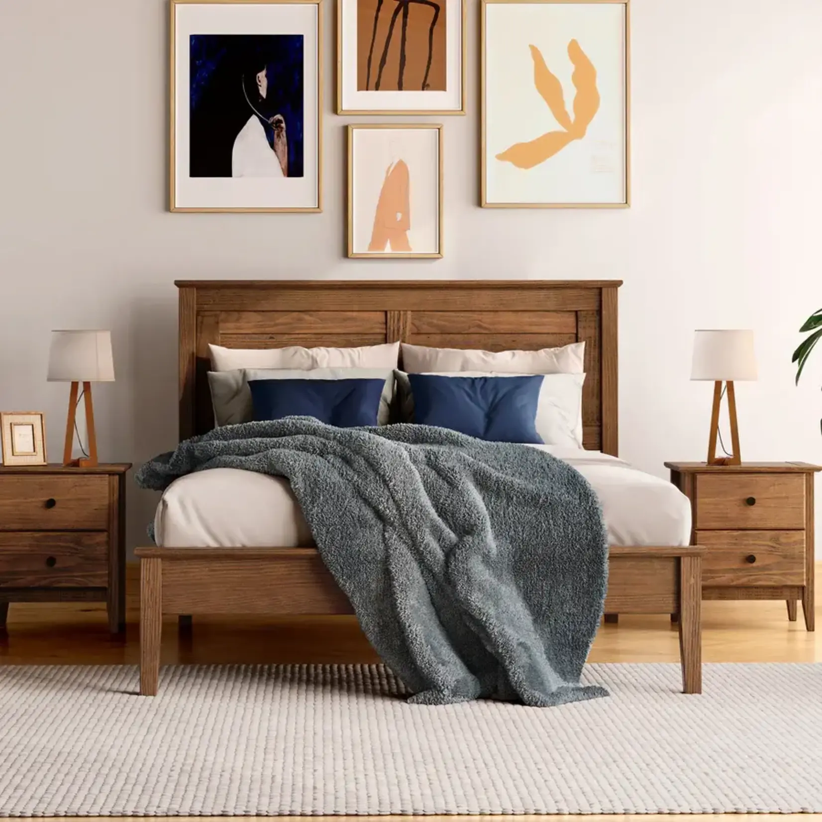 GrainWood Greenport FULL Louver bed - Solid Wood - Finish brushed Walnut