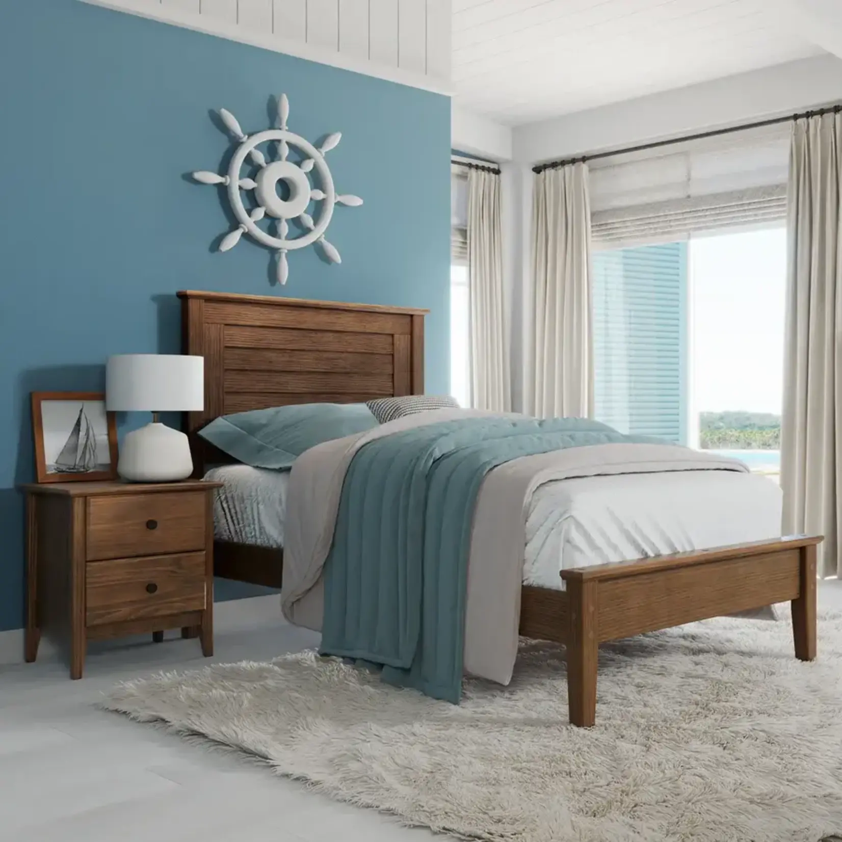 GrainWood Greenport TWIN Louver bed - Solid Wood - Finish brushed Walnut