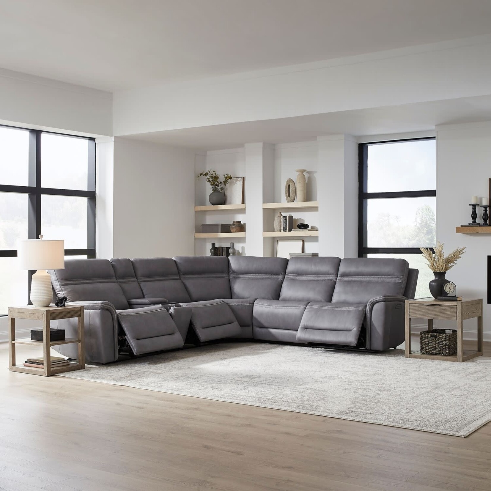 Liberty Furniture Cooper Blue Gray 6pc Sectional w/power