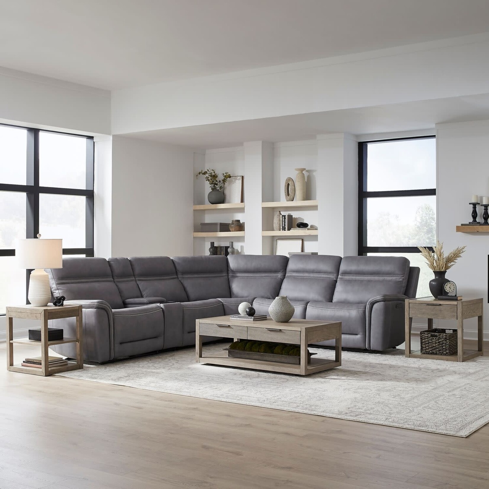 Liberty Furniture Cooper Blue Gray 6pc Sectional w/power