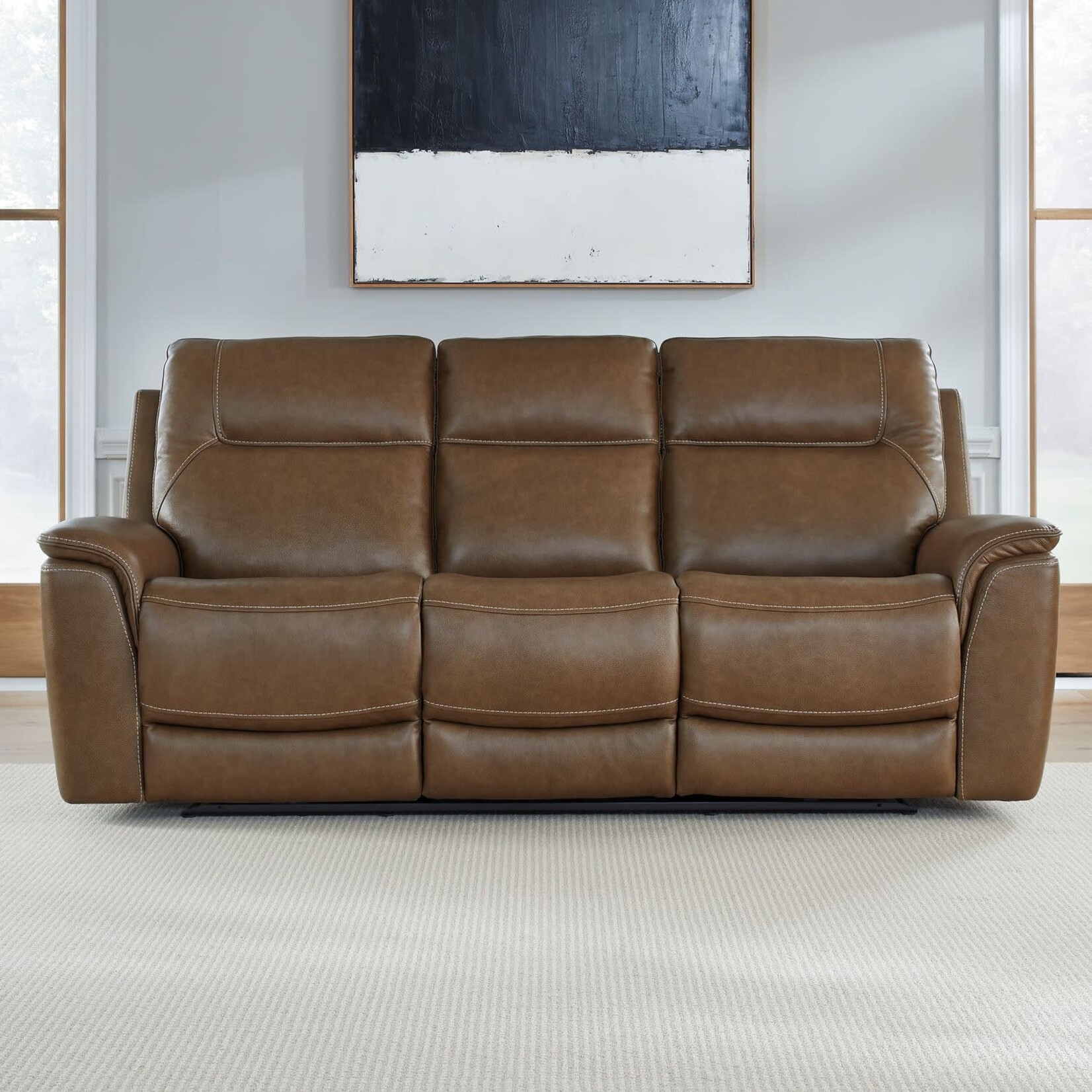 Liberty Furniture Collins Chestnut Leather Power Sofa