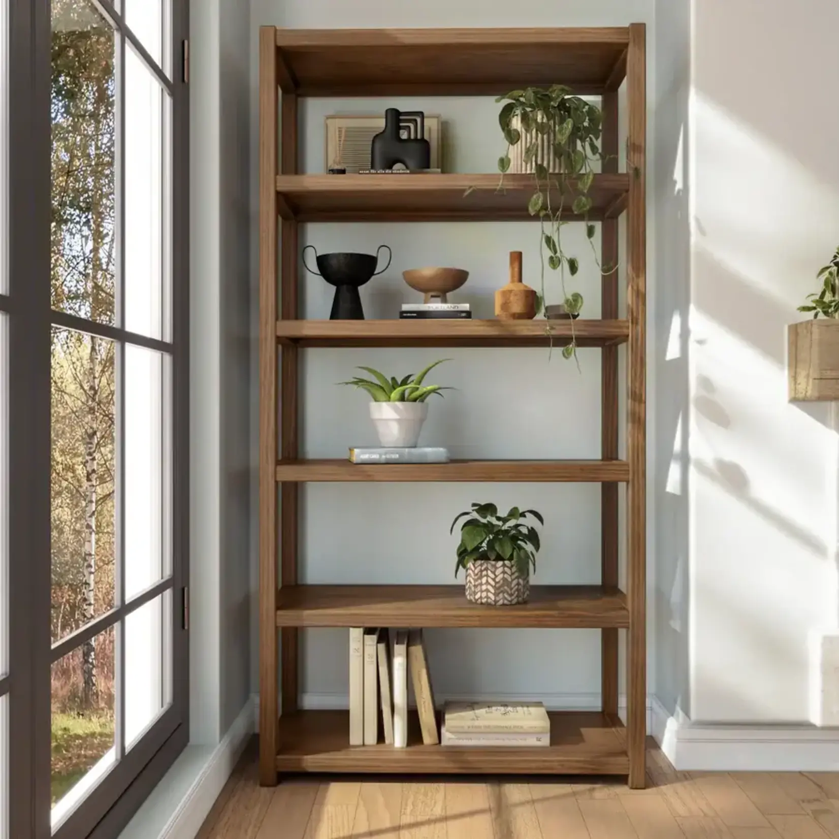 GrainWood Greenport 72" Bookcase Brushed Walnut