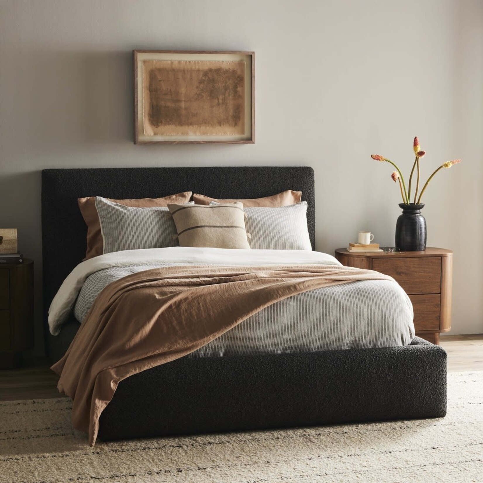 Four Hands Quincy Queen Bed Lisbon Charcoal