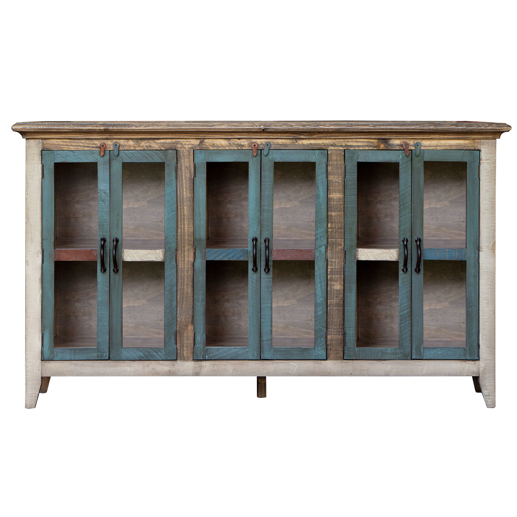 IFD Antique Console w/glass doors 73"