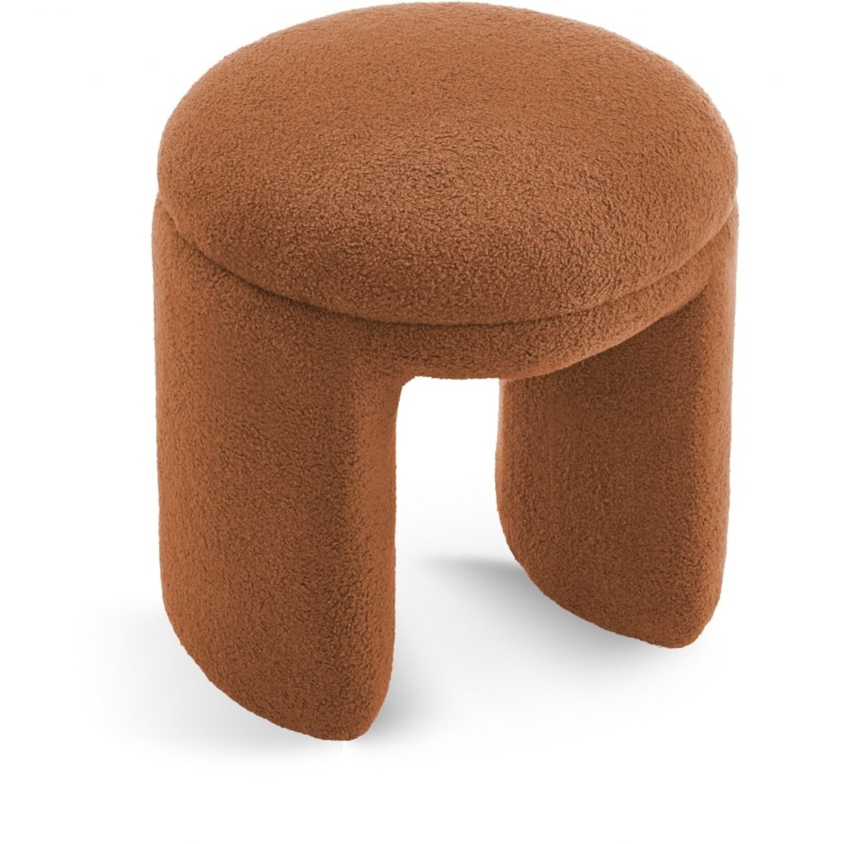 Bowen Faux Shearling Teddy Fabric Upholstered Stool Saddle