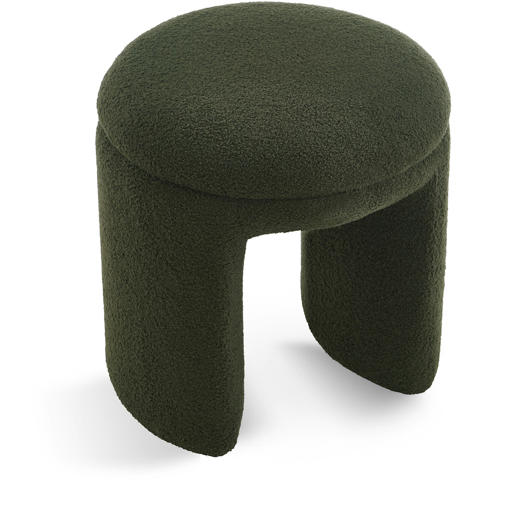 Bowen Faux Shearling Teddy Fabric Upholstered Stool Green
