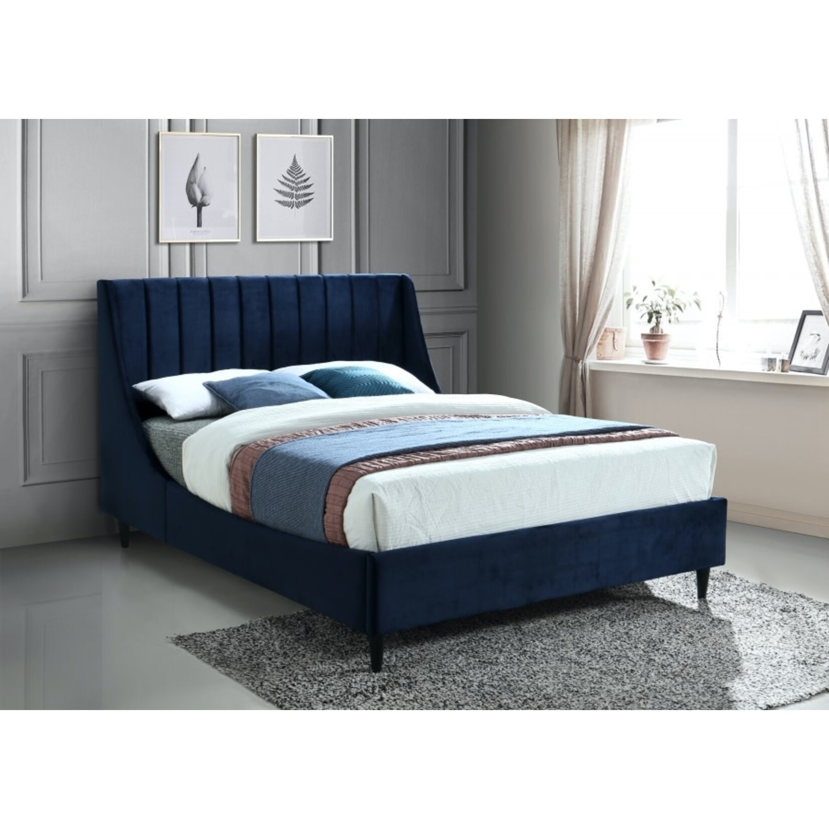 Eva Navy Queen Bed