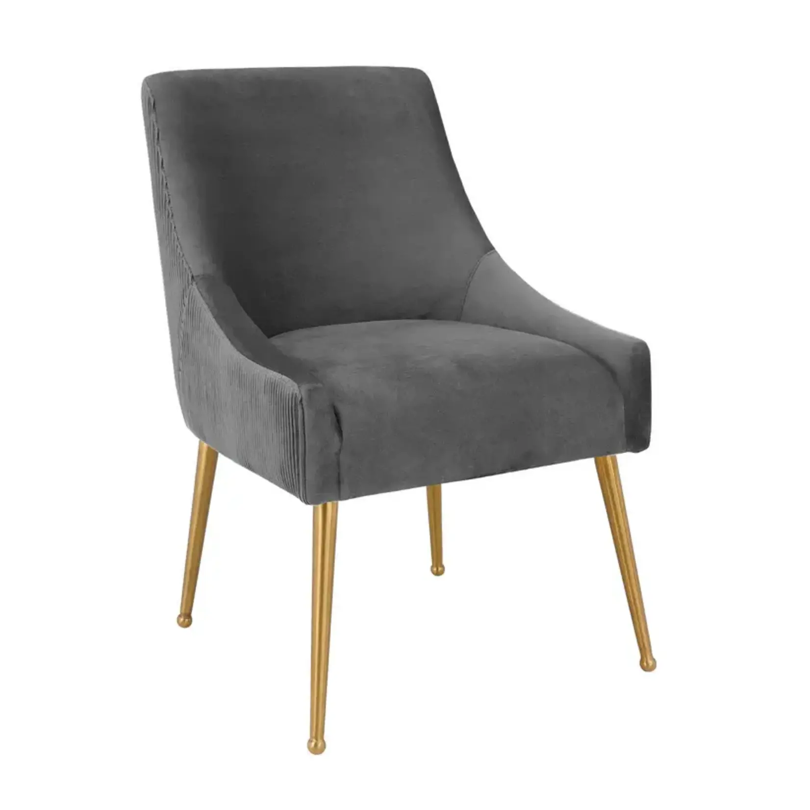 TOV Beatrix Pleated Grey Velvet Chair