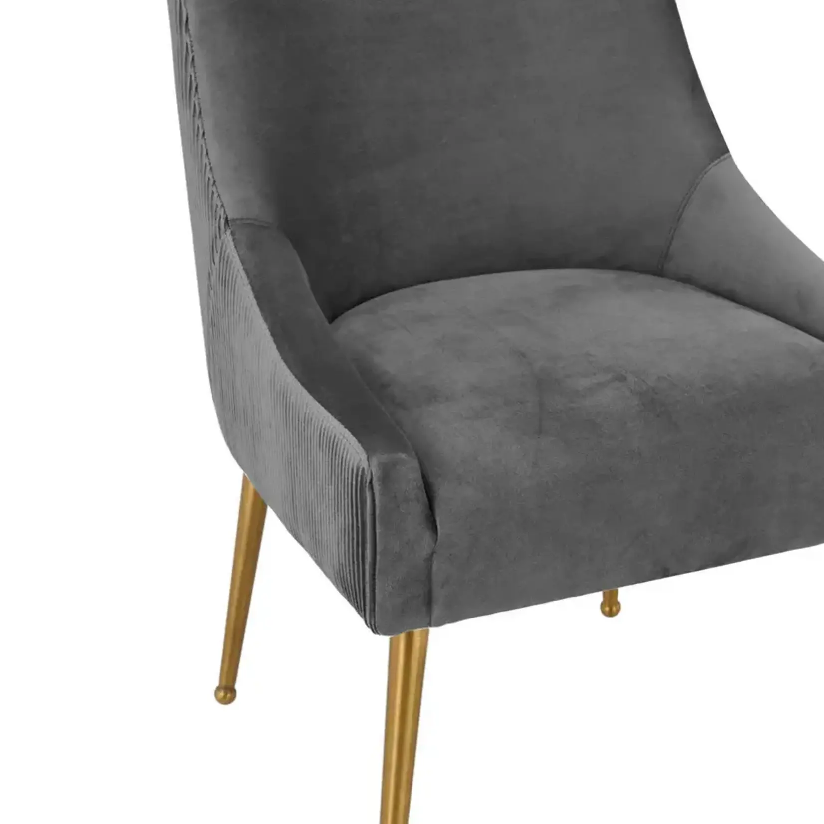 TOV Beatrix Pleated Grey Velvet Chair