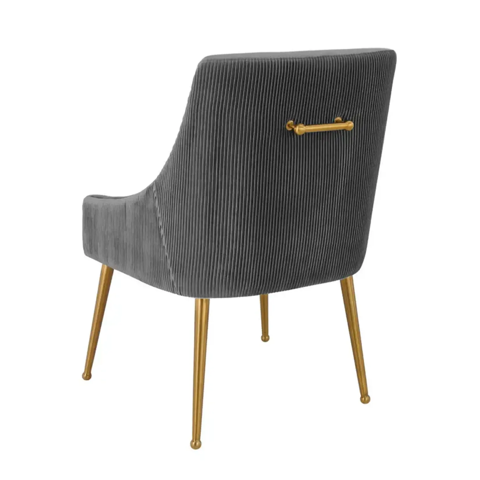 TOV Beatrix Pleated Grey Velvet Chair