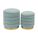 TOV Saturn Sea Blue Velvet Storage Ottomans s/2