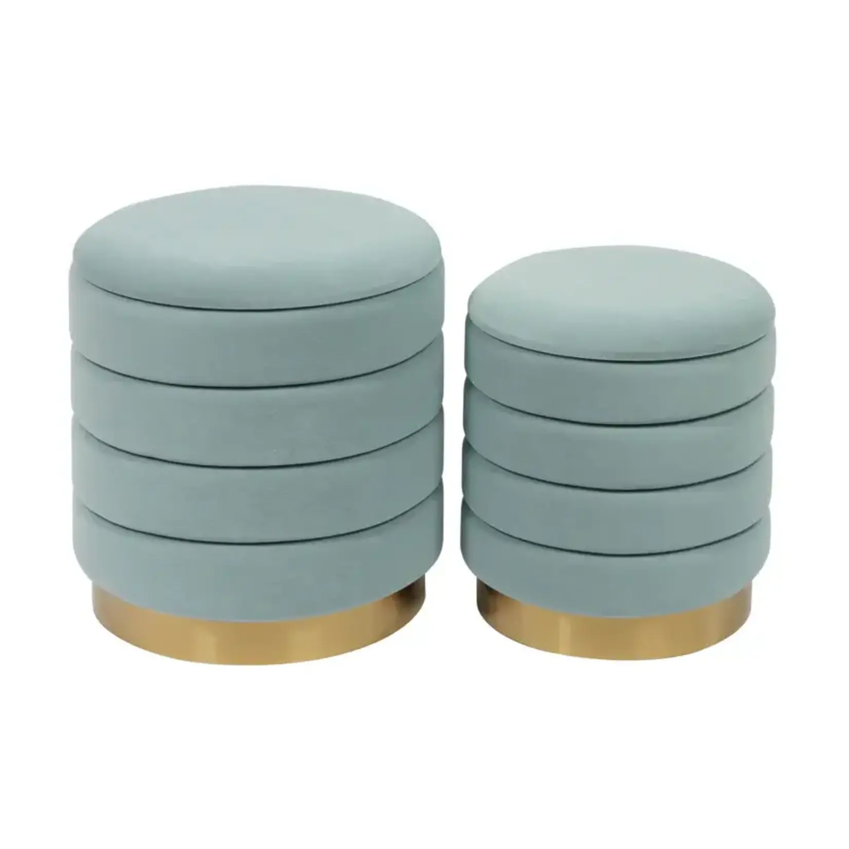 TOV Saturn Sea Blue Velvet Storage Ottomans s/2
