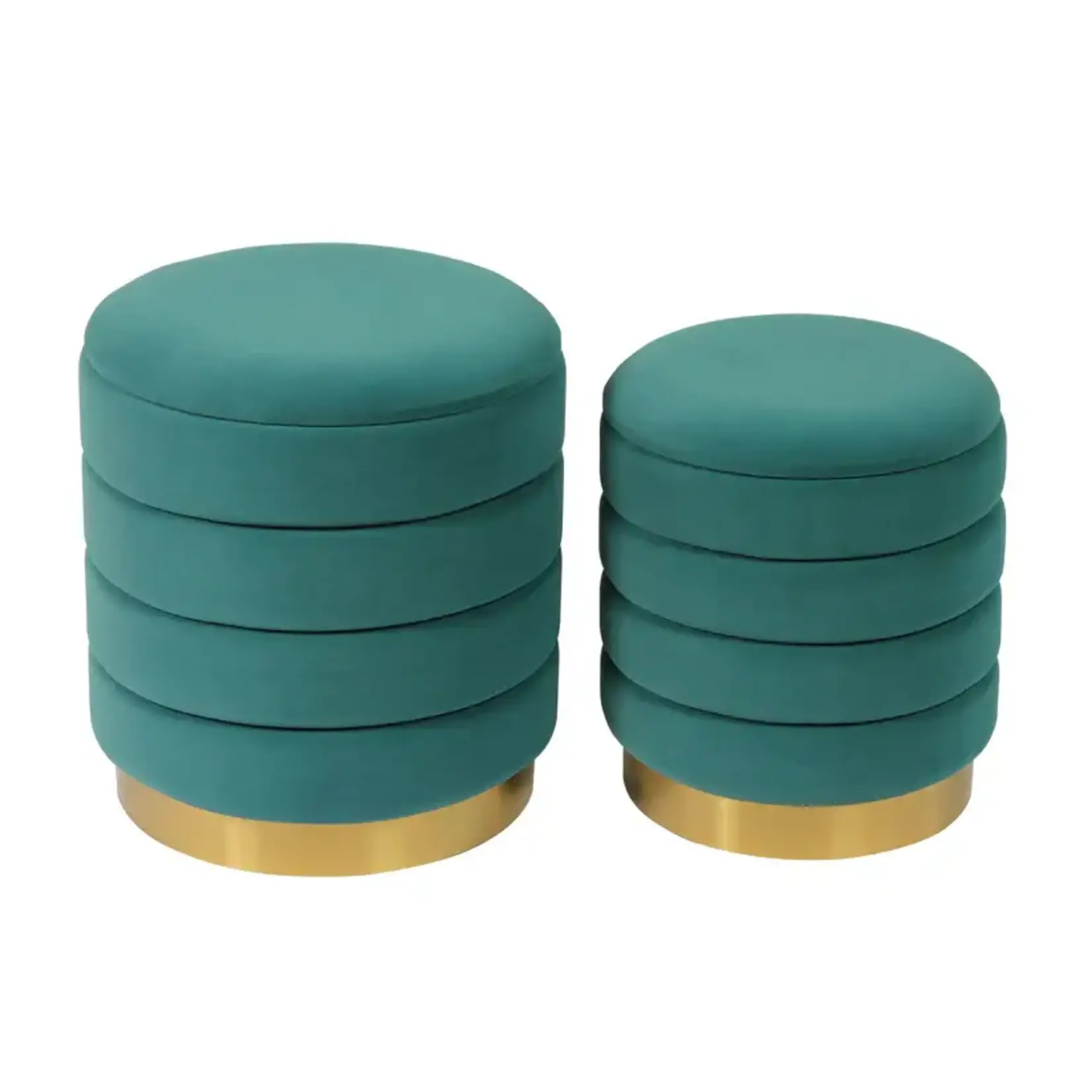 TOV Saturn Teal Storage Ottomans s/2