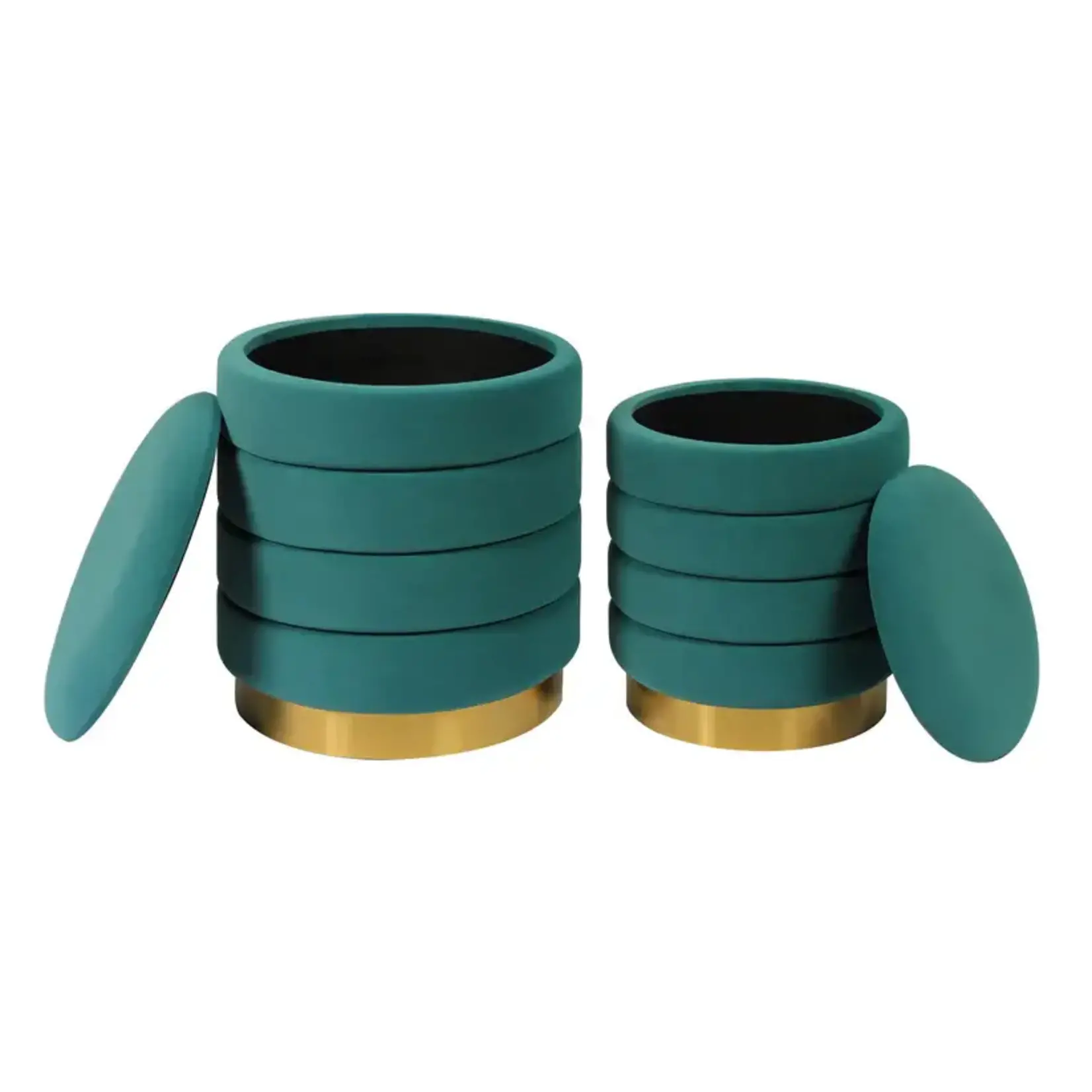 TOV Saturn Teal Storage Ottomans s/2