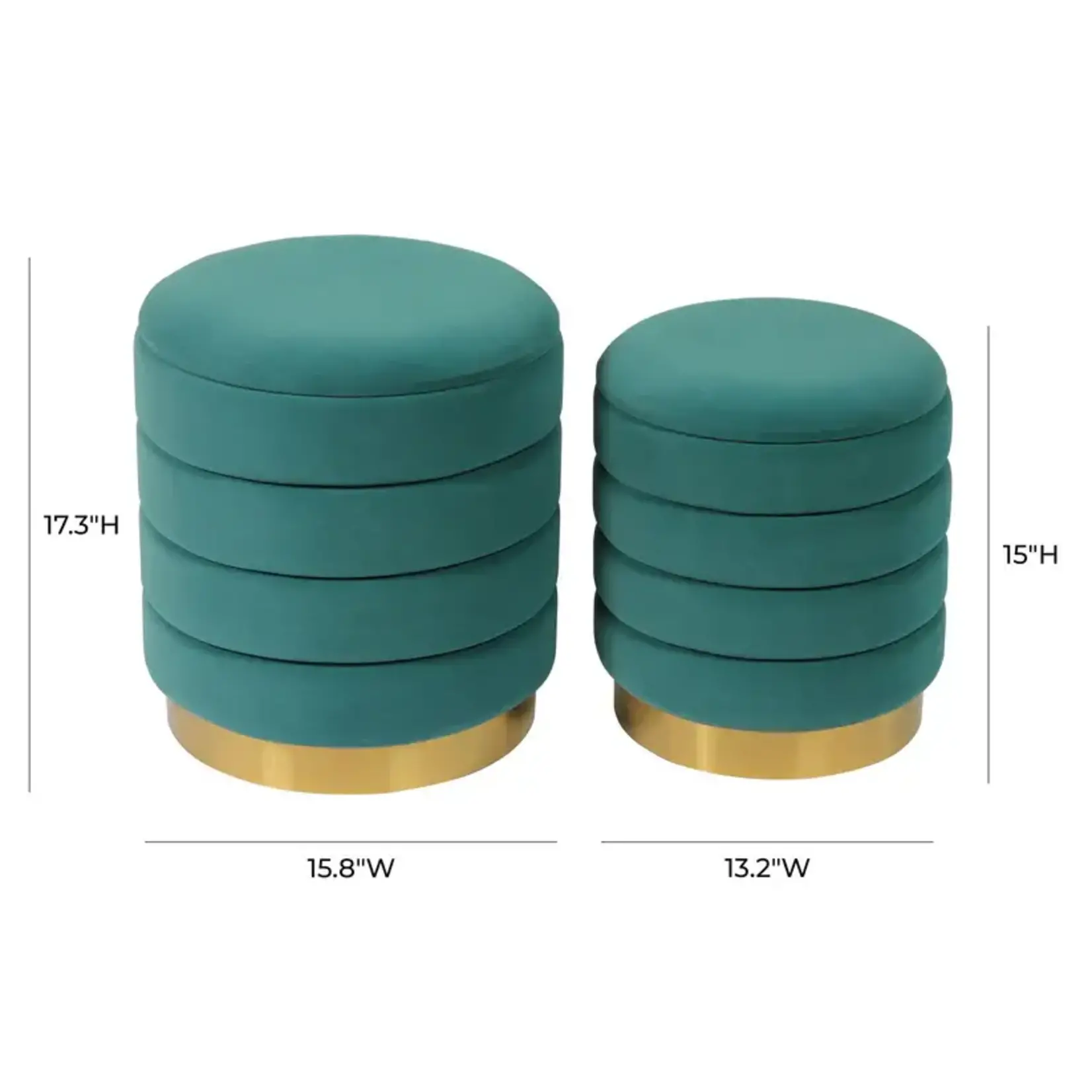 TOV Saturn Teal Storage Ottomans s/2