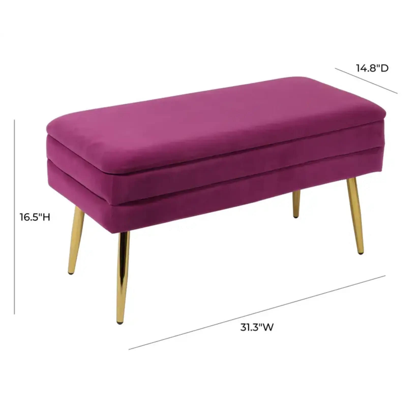 TOV Ziva Plum Velvet Storage Bench