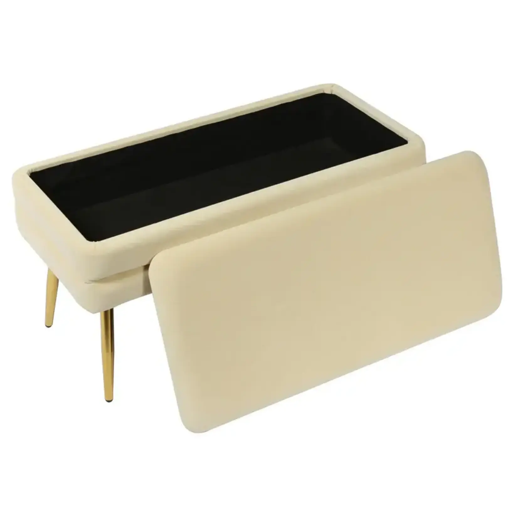 TOV Ziva Cream Velvet Storage Bench