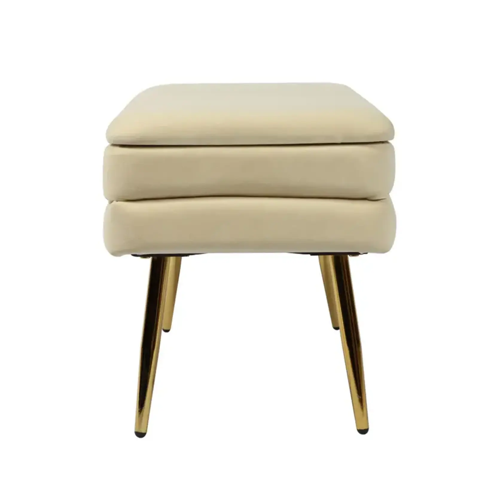 TOV Ziva Cream Velvet Storage Bench